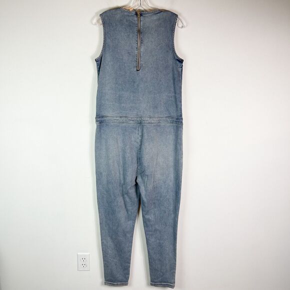 Joe's Jeans NWOT Sleeveless Tapered Leg Denim Drawstring Jumpsuit Blue Size S - Picture 3 of 6